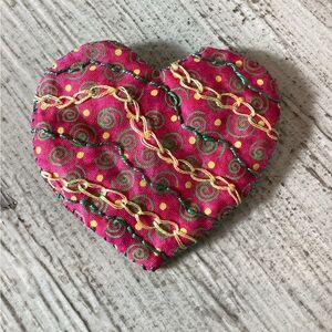 Vibrant Pink and Green Heart Brooch